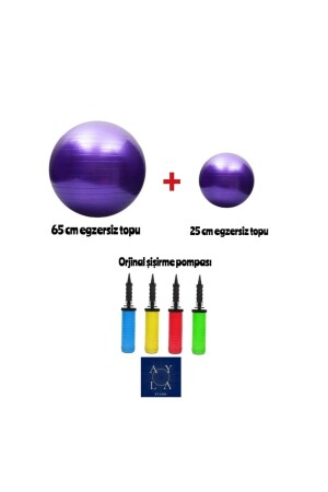 Ballset 65 cm Pilates-Ball + 25 cm Pilates-Ball + Doppelpumpe Schienbein-37 - 1