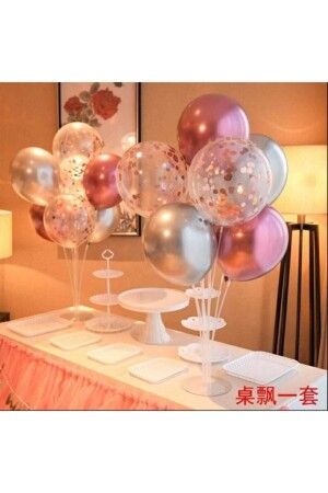 Balon Standı 7'li Şeffaf Ayaklı Doğum Günü Parti Kutlama Organizasyon - 2
