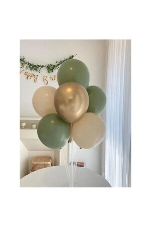 Balon Standlı Küf Yeşili Gold Krom Balon Seti - 1