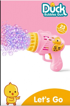 BALONCUK TABANCASI LİKİTLİ PİLLİ 23 DELİKLİ PEMBE BALONCUK MAKİNESİ BUBBLE GUN - 1