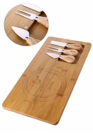 Bamboo Fhume 4-teiliger Frühstücks-Käse-Servier-Präsentationsteller, Cheese World Board - 5