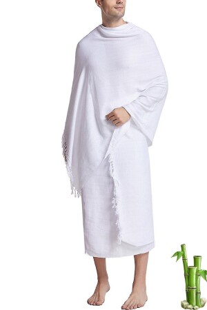 Bambu 100 X 220 Cm Gramajlı Organik 2 Parça Pvc Çantalı yetişkin Ihram Seti - 2