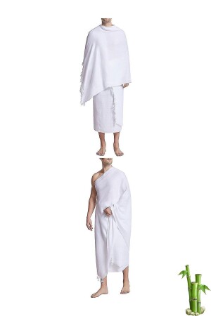 Bambu 100 X 220 Cm Gramajlı Organik 2 Parça Pvc Çantalı yetişkin Ihram Seti - 4