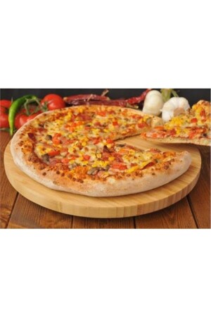 Bambu 360 Derece Döner Sunumluk Pizza Tabağı Kahvaltı Tabağı Lahmacun Tabagı Peynir Sunum 32 Cm servis - 6