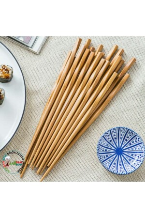 Bambu Chopsticks Yıkanabilir Premium Çin Yemek Çubuğu 10 Çift 24 Cm TYC00751444757 - 3