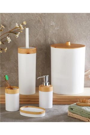 Bambu Desenli Yuvarlak 5'li Banyo Seti FT29008 - 1