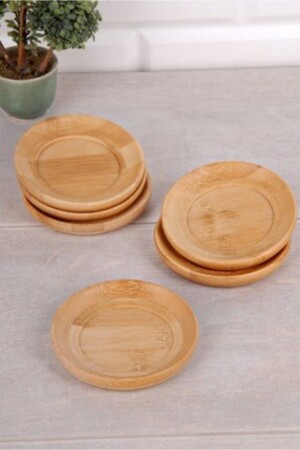Bambu Yuvarlak Çay Tabak 6lı - Çerçi