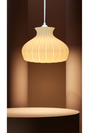 منز منحني البيضاء الشنابل غرفة النوم-المطبخ-غرفة المعيشة تصميم شنابل معلقة واحدة (بلاستيك) - Bambulamp