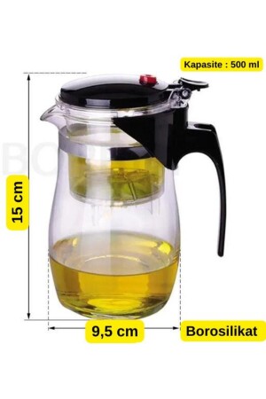 Bambum - Borosilikat French Press Cam Süzgeçli Demlik - Teapot 500 ml - 5