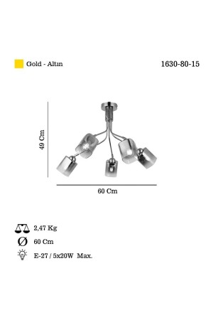 Bande 5-teiliges Gold-Plafonier 5xe27 1630-80-15 - 4