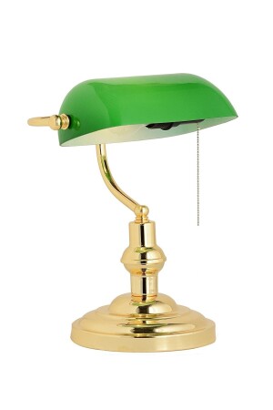 Banker Masa Lambası Gold Renk Yeşil Camlı - 1