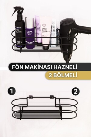 Banyo Aksesuarları Banyo Düzenleyici Yapışkanlı Saç Kurutma Makinesi Fön Makinesi Organizer Raf - 4