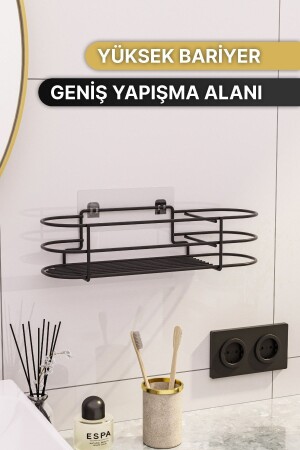 Banyo Aksesuarları Banyo Düzenleyici Yapışkanlı Saç Kurutma Makinesi Fön Makinesi Organizer Raf - 8