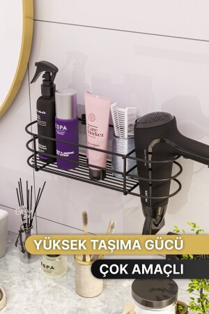 Banyo Aksesuarları Banyo Düzenleyici Yapışkanlı Saç Kurutma Makinesi Fön Makinesi Organizer Raf - 9