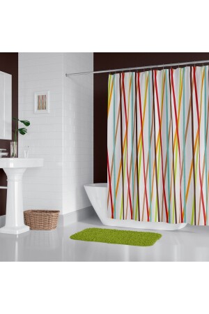 Banyo Duş Perdesi 6710 2x120x200 Perde Borusu Askı Aparatı 120x200 Hediyeli - 4