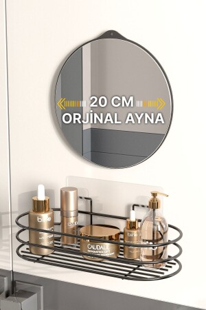 Banyo Düzenleyici 2 Li Set Ayna ve Organizer Yapışkanlı Lüks Tasarım Ayna Kozmetik Rafı - 3