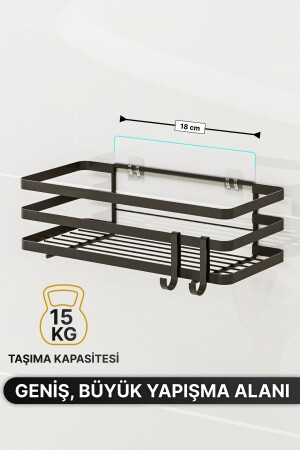 Banyo Düzenleyici Şampuanlık Sabunluk 1 ADET Lamalı Yapışkanlı 2 Askılı Duş Rafı Organizer - 3