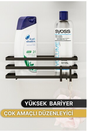 Banyo Düzenleyici Şampuanlık Sabunluk 1 ADET Lamalı Yapışkanlı 2 Askılı Duş Rafı Organizer - 6