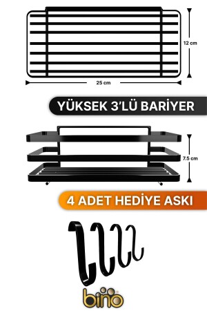 Banyo Düzenleyici Şampuanlık Sabunluk 2 Li Set Lamalı Yapışkanlı 4 Askılı Duş Rafı Organizer - 5