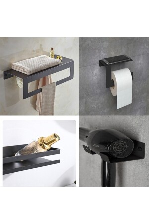 منظمة الحمام من نوع MNZ - مجموعة حامل الحمام حامل ورق المرحاض حامل شامبو حامل جفاف الشعر - Kraker