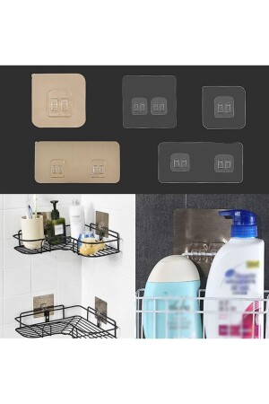 Banyo Mutfak Duvara Monte Yapışkanlı Kanca Kelepçe Organizatör Anahtar Aksesuarları Tekli 4 Adet - 2