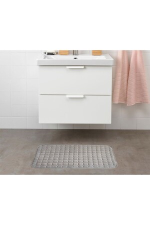 Banyo Paspas Kaymaz Taban Su Emici Yıkanabilir 3'lü (40X50) (50X80) (60X100) Cm Gri Banyo Halısı JNS3 - 5