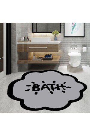 Banyo Paspası, Bath Yazılı, 80cmx80cm, Yuvarlak, Kaymaz Taban Halı bath8003 - 1