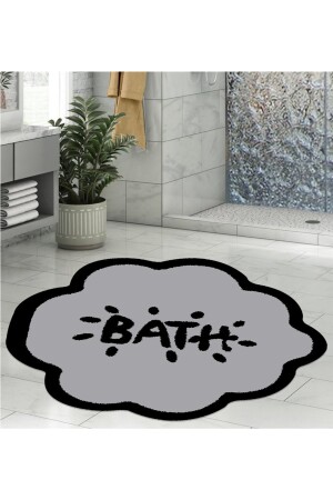 Banyo Paspası, Bath Yazılı, 80cmx80cm, Yuvarlak, Kaymaz Taban Halı bath8003 - 4