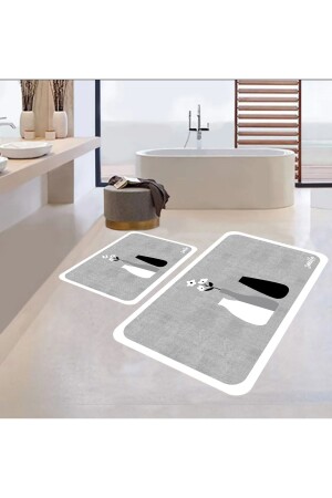 Banyo Paspası- Kaymaz Taban- Çiçek Desenli- Klozet Takımı- Dekoratif Paspas- Hediyelik- Çeyizlik - 4