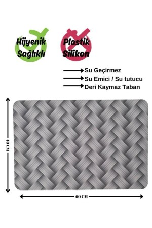 Banyo Paspası Su Emici Su Geçirmez Deri Kaymaz Taban Şık Tasarım Abdest Paspası 60*40cm 1 Adet - 1