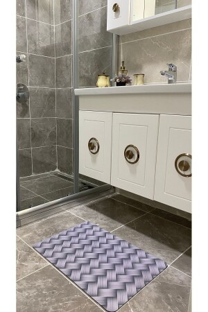 Banyo Paspası Su Emici Su Geçirmez Deri Kaymaz Taban Şık Tasarım Abdest Paspası 60*40cm 1 Adet - 3