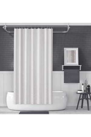 Banyo Perdesi 2x110x200 Çift Kanat Duş Perdesi Halka Hediyeli 5026 Beyaz - 1