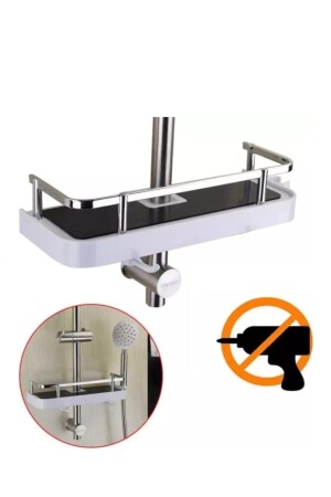 Banyo Rafı Şampuanlık Krom Kaplama Metal Korumalı Banyo Organizeri Duş Organizeri EDS-DUSORGANIZER01 - 4