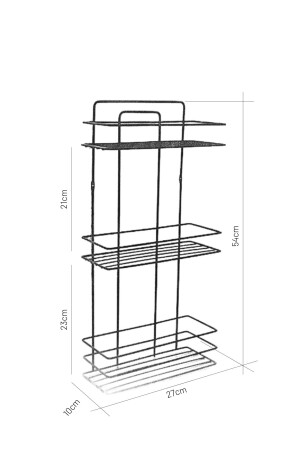 Yapışkanlı Banyo Rafı, Tel Şampuanlık Üç Katlı - Siyah EVNTS1003-02 - 7