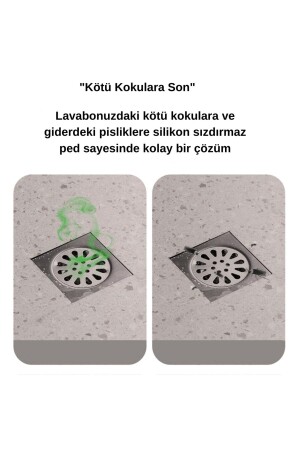 Banyo ve Mutfak Lavabo Koku Önleyici Gider Koruyucu Silikon Sızdırmaz Ped Siyah Renk - 8