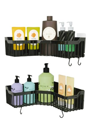 Banyor Eck-Badezimmerregal zum Selbstkleben – 2-teiliger Badezimmer-Organizer – Duschregal-Organizer, Shampoo-Halter – Kunststoff - 1