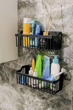 BANYOR selbstklebender Innenschrank-Organizer – 2-teiliger Küchen-/Duschregal-Organizer, Shampoo-Halter – Kunststoff - 8