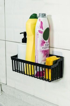 Banyor Yapışkanlı Banyo Rafı- 2'li Banyo Düzenleyici- Duş Rafı Organizer Şampuanlık- Plastik - 5