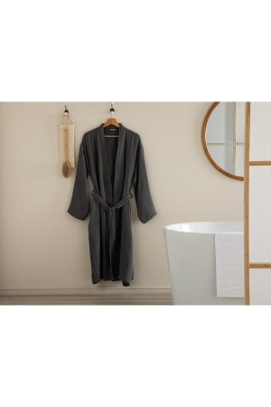 Barbara Müslin Pamuklu Bornoz S-m Antrasit - English Home