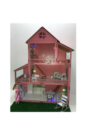 Barbie Holzspielhaus mit LED-Licht Geschenk 001 - 2