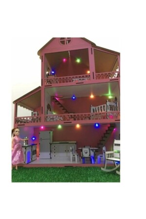 Barbie Holzspielhaus mit LED-Licht Geschenk 001 - 3