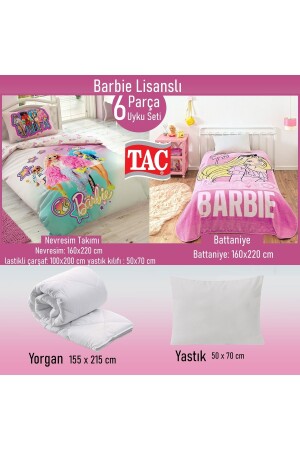 Barbie-lizenziertes 6-teiliges Schlafset mit Kissen als Geschenk - 1