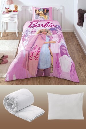 Barbie Pink Power Lisanslı Tek Kişilik Kız Çocuk Uyku Seti 5 Parça %100 Pamuk - Taç