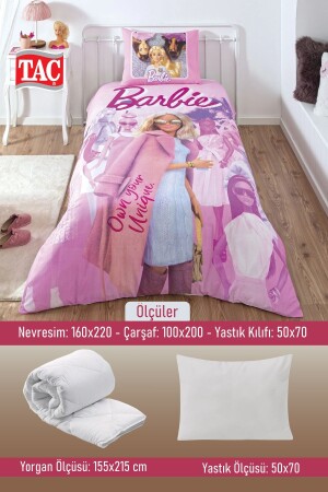 Barbie Pink Power Lisanslı Tek Kişilik Kız Çocuk Uyku Seti 5 Parça %100 Pamuk - 4