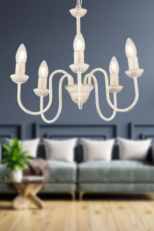 Barceto 5-Lite White Sports Moderne Pendelleuchte Küche Wohnzimmer Kronleuchter 3829-05-WH - Apliqa