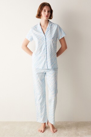 Base Blue Zebra-Hemd-Pyjama-Set - 1