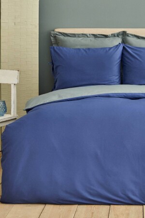 Basic-Doppelbettbezug-Set 200 aus 100 % Baumwolle in Petrol und Marineblau. 21. 01. 0078 - Karaca Home