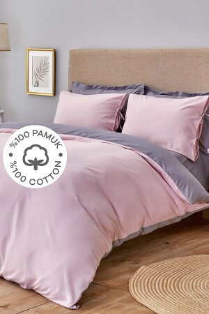 Basic Dusty Rose Dunkelgrauer doppelseitiger Doppelbettbezug (QUILT COVER) 200x220 Pinkcastle 200. 18. 01. 06871 - 3