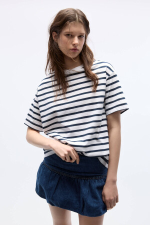 Basic kısa kollu oversize t-shirt - 1