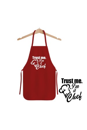 Baskılı Mutfak Önlüğü Kırmızı Şef Önlüğü Aşçı Önlüğü Birinci Kalite Alpaka Kumaş Chef YNK-apron-11 - bonecim